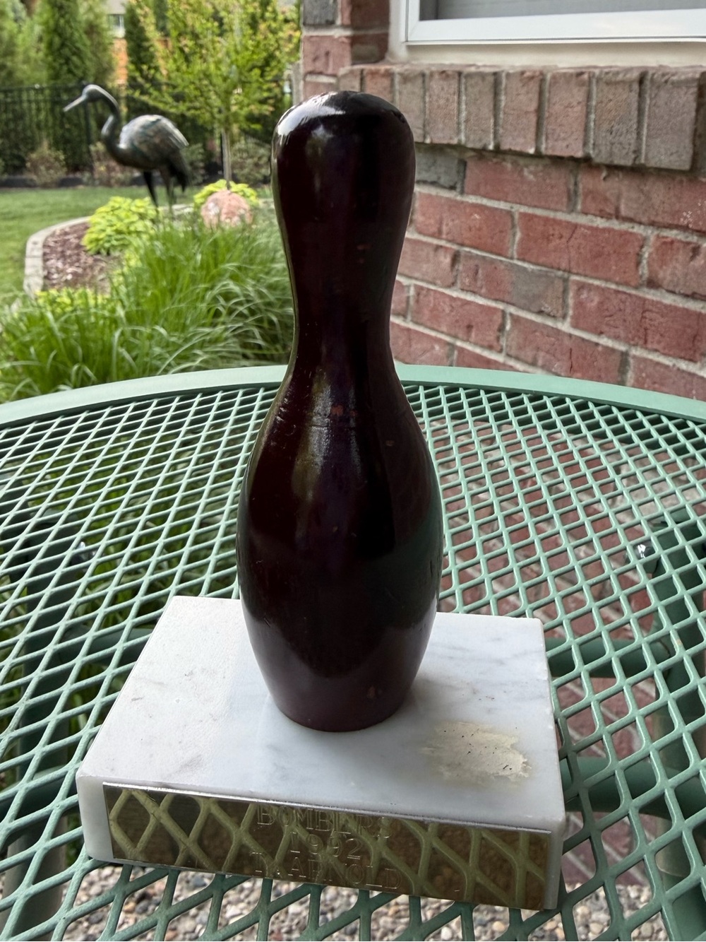 Vintage Bowling Pin Trophy 1992 Bombers